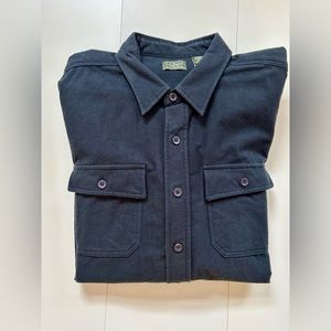 L.L. BEAN MENS BLUE FLANNEL BUTTON FRONT OVERSHIRT XXL